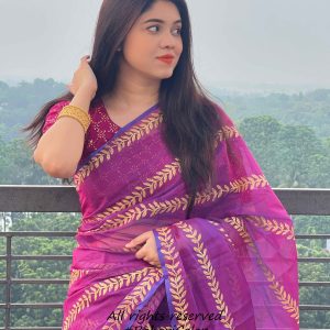 প্রিমিয়াম জামদানি শাড়ী + ম্যাচিং ব্লাউজ পিচ (Code: J102)