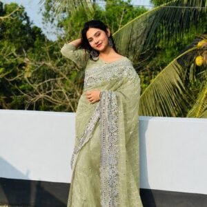 চমক পার্টি শাড়ি (গ্রীন)